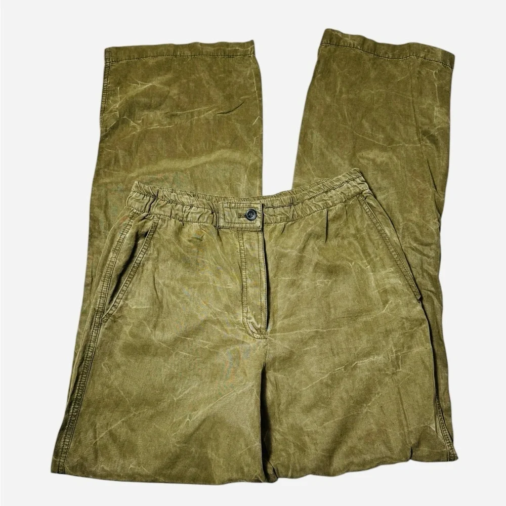 NWT New Zara Olive Marble Linen Blend Chino Pants Size M